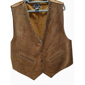 AJ Genuine Suede Leather Vest Western Cowboy Boho Fringe Look Men’s L Brown Line